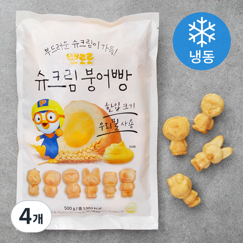 뽀로로 슈크림 붕어빵 (냉동), 500g, 4개