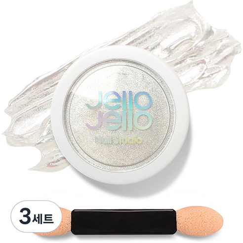 젤로젤로 젤네일 아트 엣지빔 미러 파우더 글리터 + 브러쉬 세트, 3세트, JP09 새틴펄(글리터)