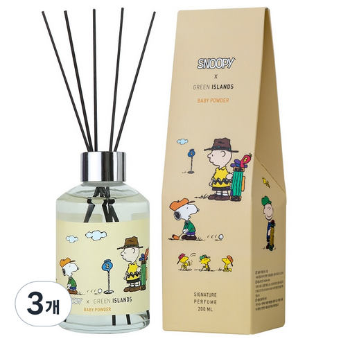 데일리콤마 스누피 디퓨저 200ml, 베이비파우더 향, 3개
