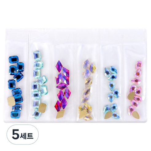 메이브라운 대용량 네일파츠 오로라빛 토탈 네일스톤 세트 M02218, 혼합 색상, 5세트