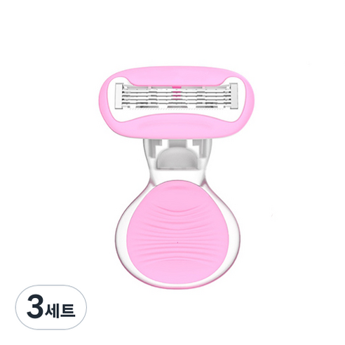 메디치트 5중날 수동 소형 여성용 면도기 핑크 + 투명 케이스, 3세트, 1개