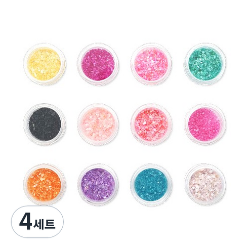 골드루쓰 네일파츠 선명한 자개 글리터 12p 세트, 혼합색상, 4세트