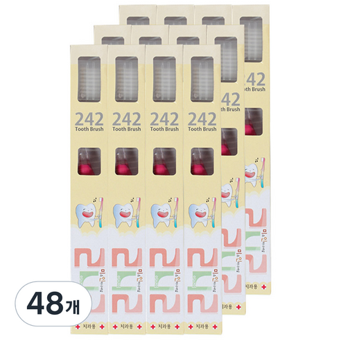 242 치과용 유아 칫솔, 빨강, 1개입, 48개