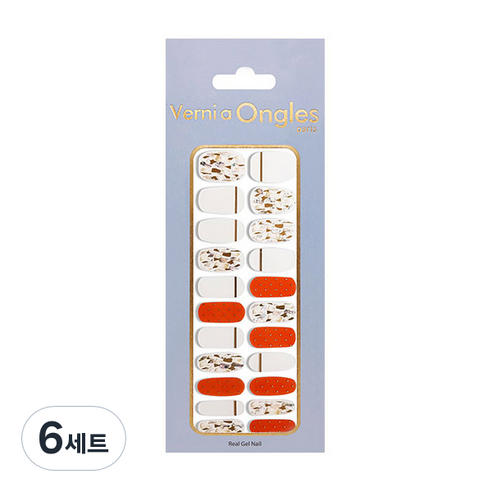베르니아옹글스 리얼 젤네일 스티커 22p + 파일 + 알콜솜 세트, V-48 도트자개, 6세트