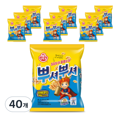 오뚜기 뿌셔뿌셔 바베큐맛, 90g, 40개