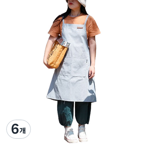 아이엠판다 린넨 코튼 원피스 앞치마, 6개, 스트라이프