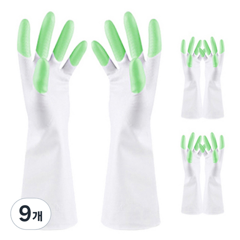 브랜드없음 블럭마트 주방 고무장갑, 그린, 중(M), 9개