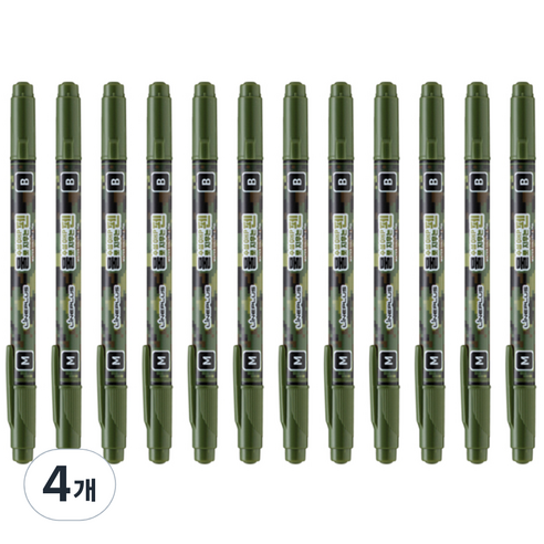 라인플러스 OHP펜 1mm 물펜MB 3.0mm 12p, 흑색, 4개