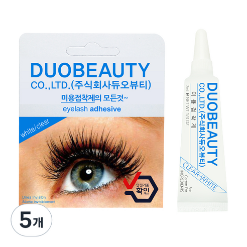 듀오뷰티 속눈썹 접착제 투명 7ml, 클리어화이트, 5개