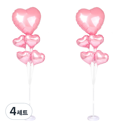 파티쇼 풍선꽂이 장식 세트 130cm 은박, 하트핑크, 4세트