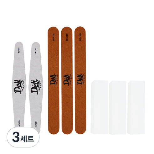 델리뷰티 프로 파일 네일케어 지브라 2p + 우드 3p + 샌딩블럭 3p 세트, 혼합 색상, 3세트