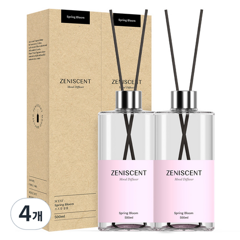 대용량 제니센트 무드 실내 디퓨저, 스프링 블룸, 500ml, 4개
