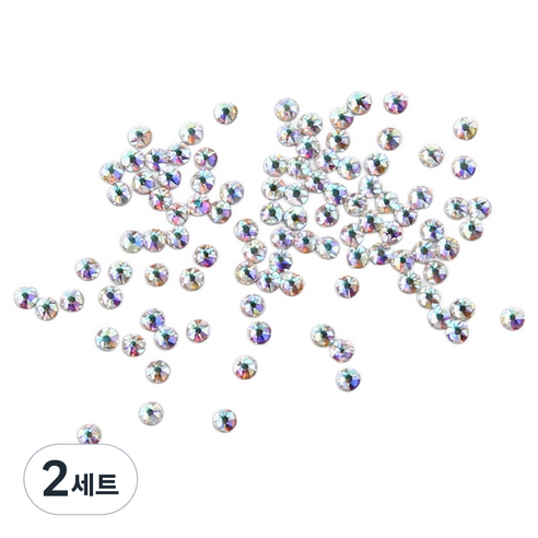 젤로젤로 프리미엄 네일 스톤 2종 x 100p 세트, 2세트, JCS-13 원형 AB 혼합