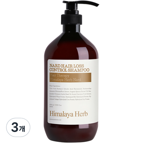 부케가르니 나드 두피케어 탈모증상완화 샴푸 아로마허브, 1000ml, 3개