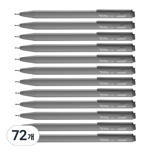 모나미 트리피스 유볼펜 1.0mm, 블랙, 72개