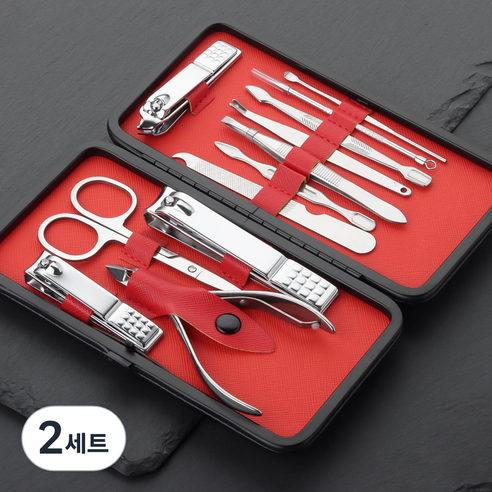 정원전산 손톱깎이 12종 세트 JWN-12S, 실버, 2세트