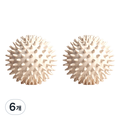 고민고밍 허리 등 근육 발 마사지 볼 6cm, 6개, 아이보리