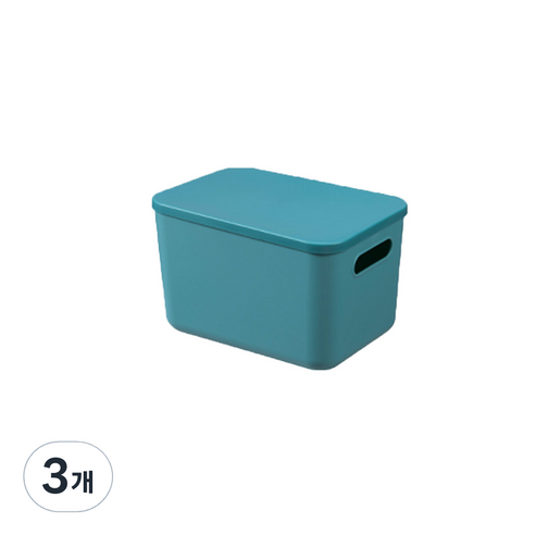 정리왕 필수품 마카롱 플라스틱 보관 수납함, 그린, 8L, 3개