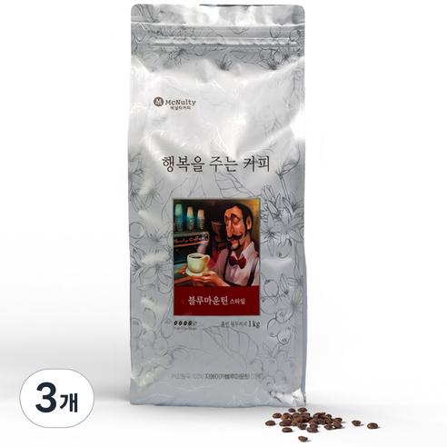 맥널티 홀빈 블루마운틴, 홀빈(분쇄안함), 1kg, 3개