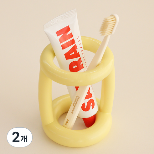 달팽이리빙 몽글몽글 칫솔꽂이 L, 버터, 2개