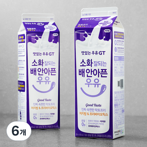 맛있는우유GT 소화 잘되는 배 안아픈 우유, 900ml, 6개