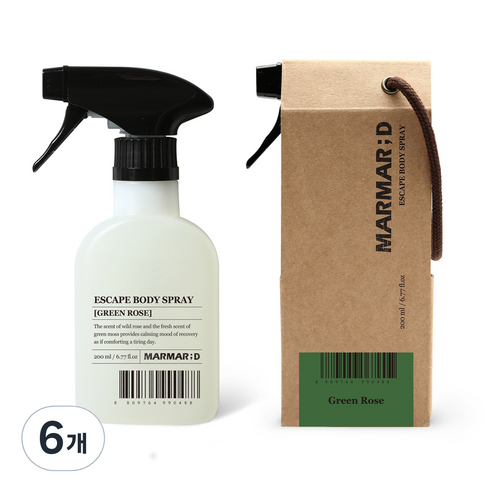 마르마르디 이스케이프 바디스프레이 그린로즈향, 200ml, 6개