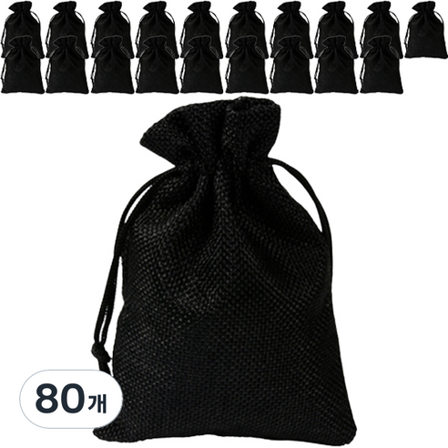마켓감성 린넨 끈주머니 15 x 20, 80개, 블랙