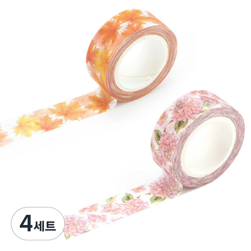 라이프포인트 내츄럴 일러스트 마스킹 테이프 07분단 세트, 07분단, 18단풍나무, 4세트