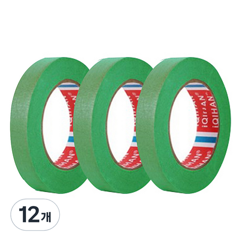 다다 칼라 마스킹 종이테이프 15mm x 15m, 그린, 12개
