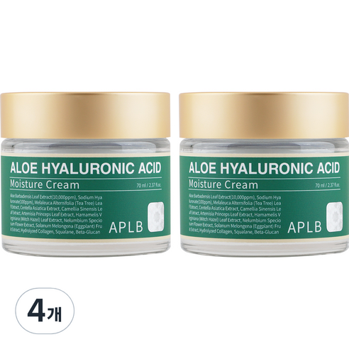 APLB 알로에 히알루론산 수분크림, 70ml, 4개
