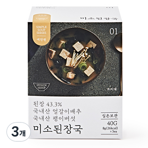 예찬원 미소된장국, 40g, 3개