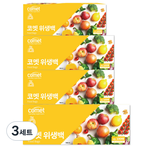 코멧 위생백 소형 17 x 25 cm 100p + 중형 25 x 35 cm 100p x 2p + 대형 30 x 45 cm 100p 세트, 혼합, 3세트