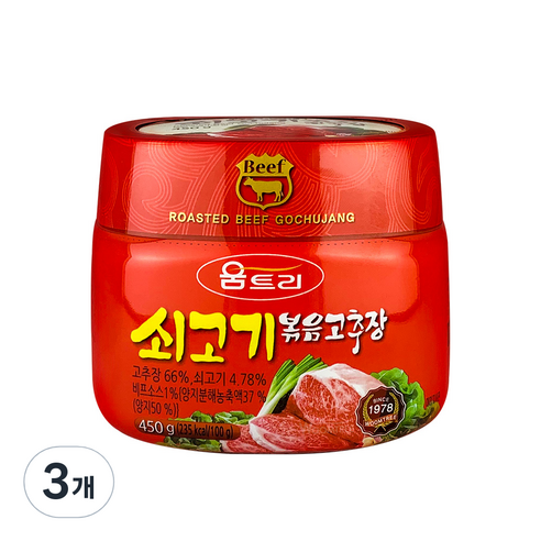 움트리 쇠고기 볶음고추장, 450g, 3개