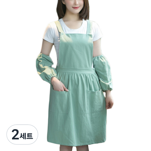 에이홉 앞치마 + 팔토시, 민트, 2세트