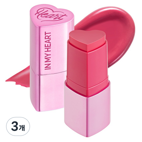 터치인솔 프리티필터 인마이하트 스틱 블러셔 6g, 펀치핑크, 3개