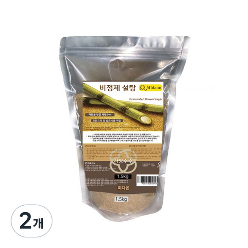 미다온 비정제 설탕, 1.5kg, 2개