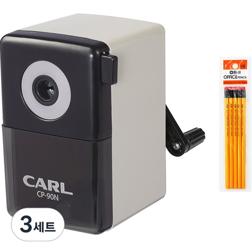 칼 투톤칼라 연필깎이 CP-90N + 동아오피스 연필 HB 5p 세트, 3세트, 그레이