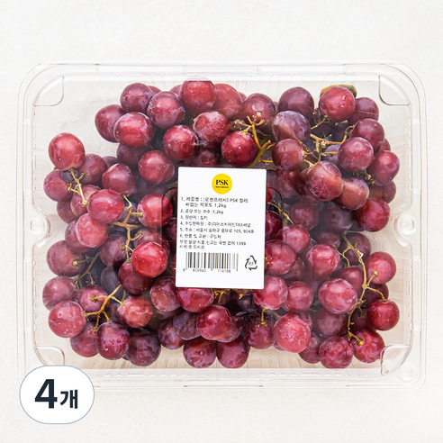 PSK 칠레산 씨없는 적포도, 1.2kg, 4개