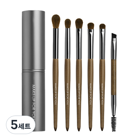 OON MAKE UP FOR YOU 메이크업 브러쉬 6종 세트, 메탈릭실버, 5세트