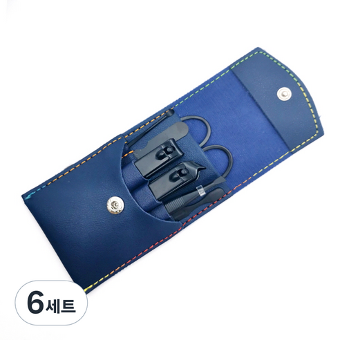 미카엘그라운드 손톱 깎이 7종 세트, 6세트, 블루(케이스), 블랙(도구)