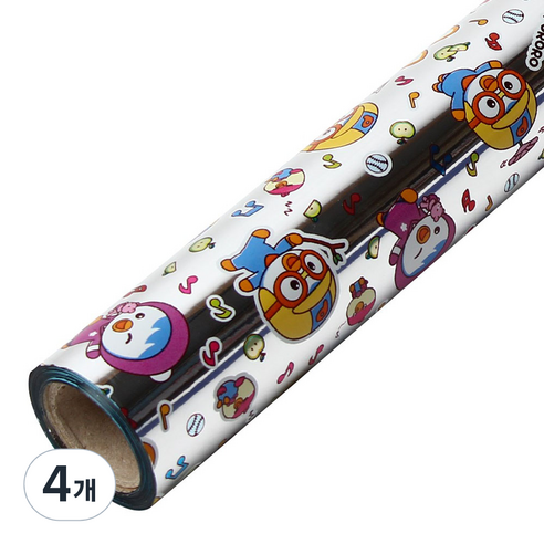 위드 뽀로로 증착롤 포장지 소 26.5cm x 12m, 실버, 4개