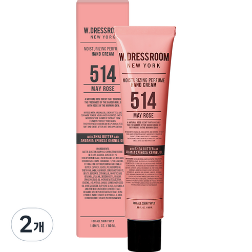 더블유드레스룸 퍼퓸 핸드크림 514 메이 로즈, 50ml, 2개