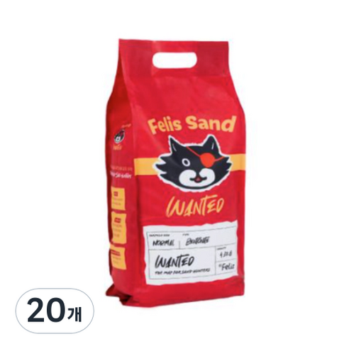 닥터펠리스 샌드 원티드 고양이 모래 벤토나이트, 4.3kg, 20개, 무향