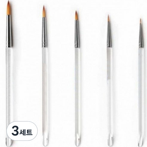 알파아트브러쉬 둥근 세필 인조 투명 구성 붓 5종 세트 70R-S, 1호, 2호, 3호, 4호, 5호, 3세트