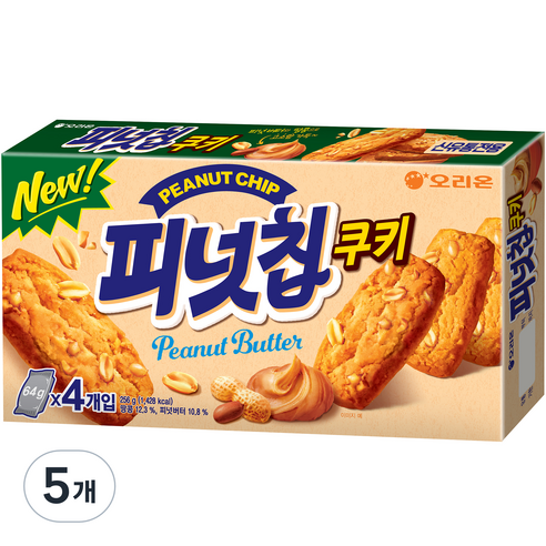 오리온 피넛칩쿠키, 256g, 5개