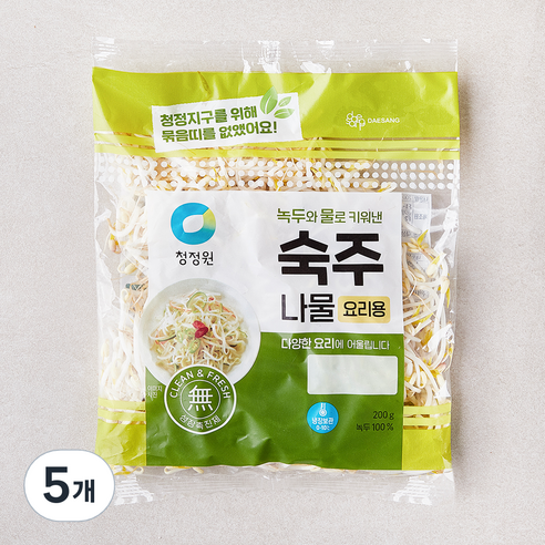 청정원 요리용 숙주나물, 200g, 5개