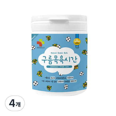 미스플러스 구름목욕시간 대팩 입욕파우더 프레쉬러브, 500g, 4개