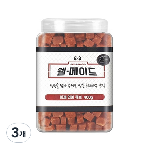 웰메이드 강아지 수제간식 400g, 야채연어큐브맛, 3개