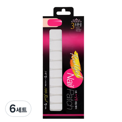 굿드림 3초 리얼젤 네일패치 20p + 버퍼, 02 순수 퓨어화이트, 6세트