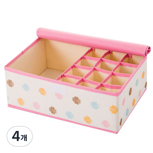 옥스퍼드 속옷 정리함 340g, 핑크, 4개